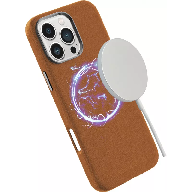 eSTUFF INFINITE VENICE magnetische Lederhülle für iPhone 16 Pro, braun