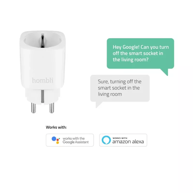 Hombli smarte Steckdose HBPP-0201, 3680 W, Innenbereich, weiß, 2+1 Aktionspaket (3 Stück)
