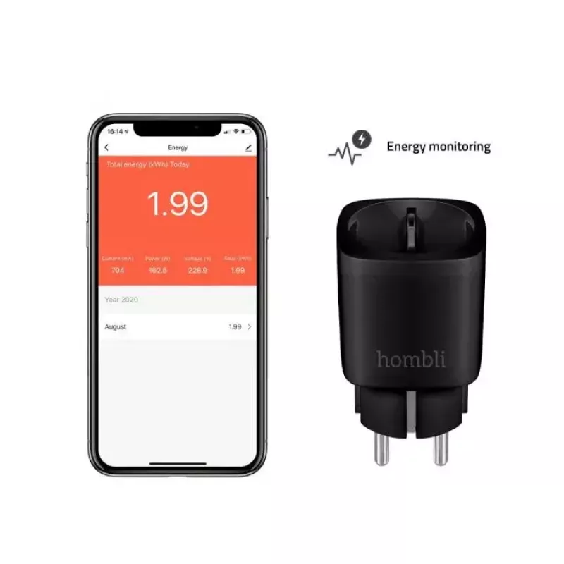 Hombli smarte Steckdose HBPP-0205, 3680 W, Innenbereich, schwarz, 2+1 Aktionspaket (3 Stück)