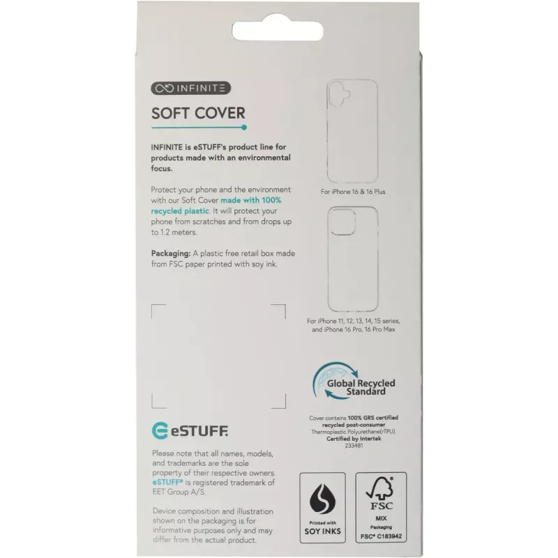 eSTUFF INFINITE GRS VIENNA iPhone 16e Schwarze Hülle. Material (ES67101054-BULK)