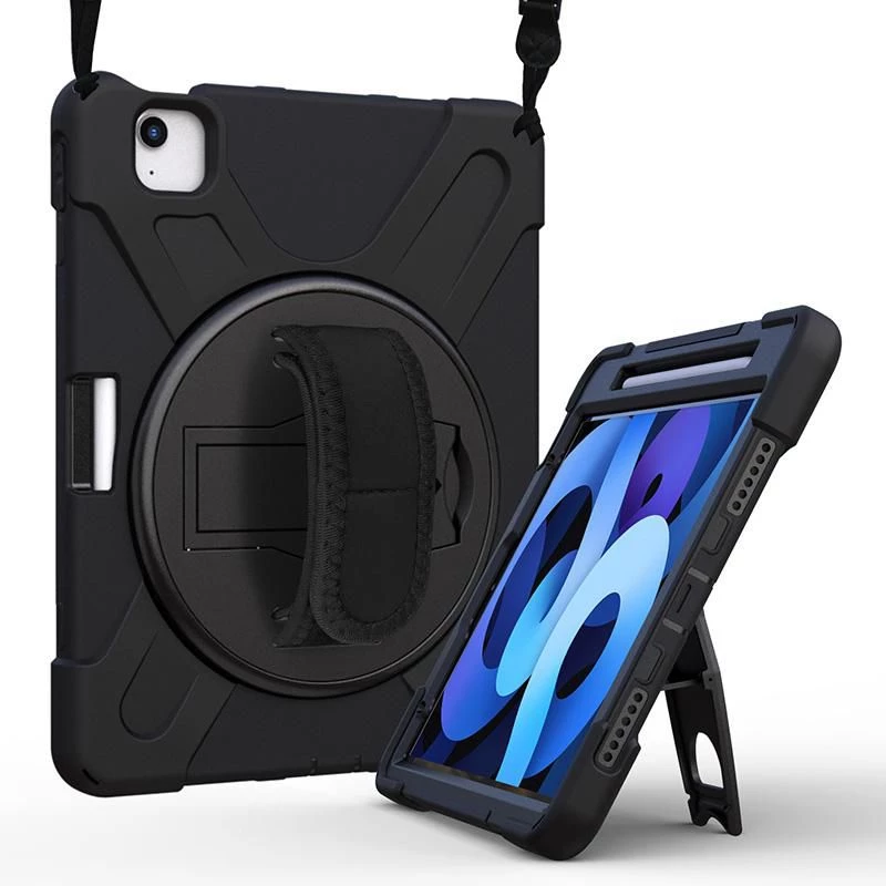 eSTUFF Defender Case ES681551-BULK Rückseitenabdeckung für Apple iPad Pro 11 / iPad Air 10,9 (4./5. Gen.), 27,9 cm (11 Zoll), Silikon/Polycarbonat, schwarz