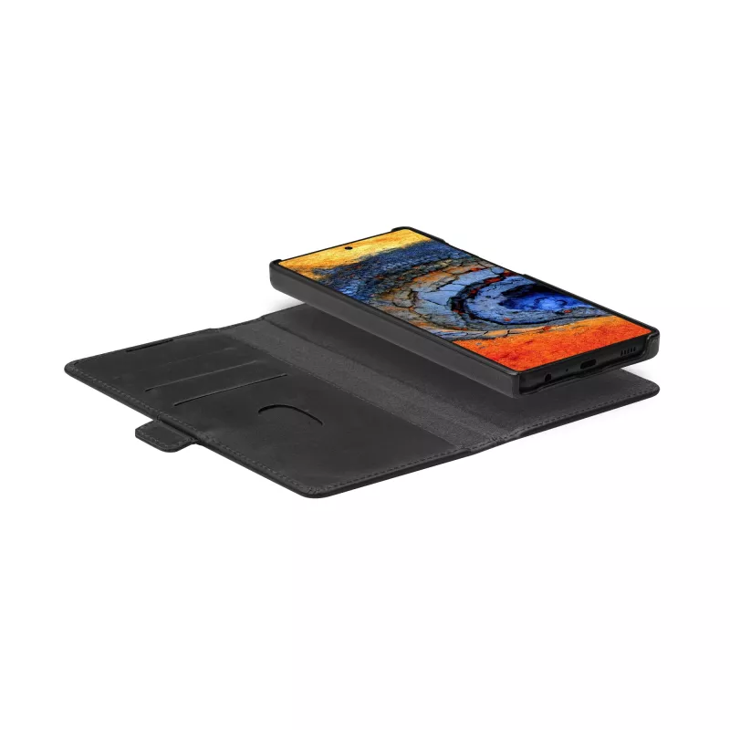 dbramante1928 Lynge LMSUGTBL6470 Flip-Hülle für Samsung Galaxy S25 Ultra, genarbtes Leder, Schwarz