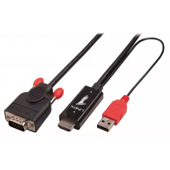 Lindy 1m HDMI auf VGA Konverter Adapterkabel, Schwarz