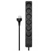 Microconnect MC-GRU0603DKB Stromverlängerung 3 m 6 AC-Steckdosen Innenbereich Schwarz