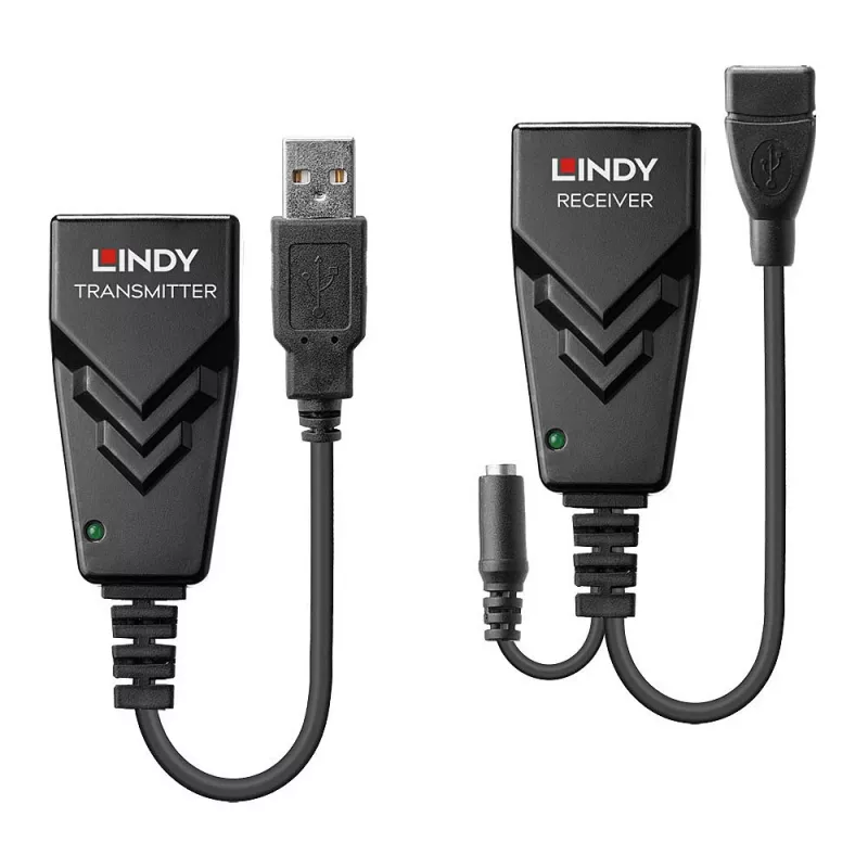 Lindy 100m USB 2.0 Cat.6 Extender, Netzwerk-Sender & -Empfänger, 100 m, 480 Mbit/s, Cat5e, Cat6, CH317Q, CH536G, Schwarz