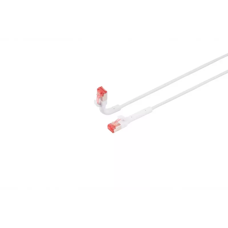 Lanview LV-6AFTP-FLEX-ANG-075W Cat6A FTP biegsames gewinkeltes RJ45-Netzwerkkabel mit Knickschutztülle, halogenfrei, 0,75 m, weiß