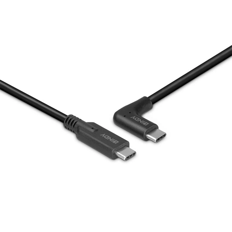Lindy 0,5 m USB 3.2 Kabel, USB-C gerade auf USB-C gewinkelt, 10 Gbit/s