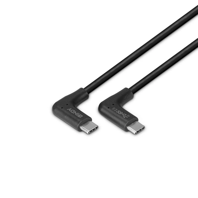Lindy 32023 USB-3.2-Kabel Type-C auf Type-C, 2x 90° gewinkelt, 1 m