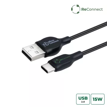 Microconnect ECO-USB3.1CCHAR1B USB-Kabel USB 2.0 1 m USB A USB C Schwarz