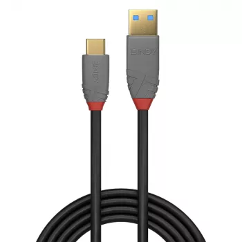 USB 3.2 Typ-A-auf-C-Kabel Lindy 2 m, 10 Gbps, 5 A PD, schwarz