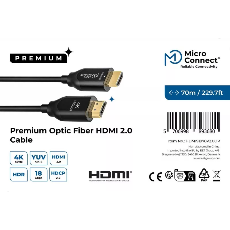 Microconnect Premium Optic HDMI-Kabel 70m