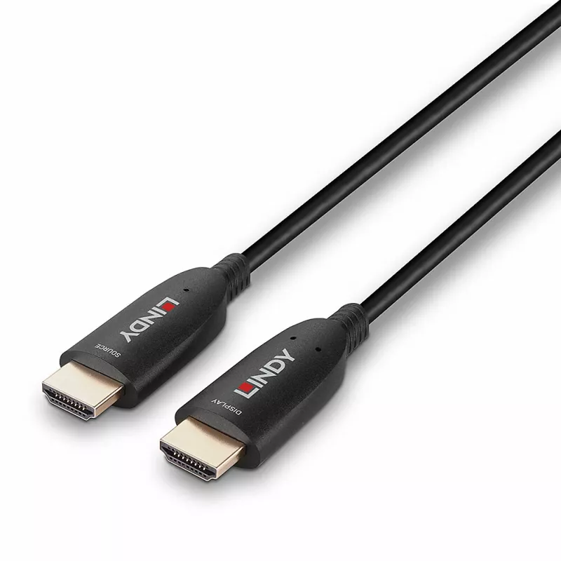 Lindy 38518 Hybrid-Glasfaser-HDMI-8K60-Kabel, 100 m, 4K 120 Hz, Schwarz