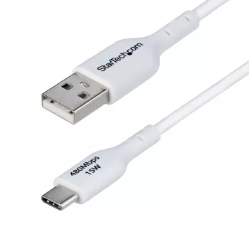 StarTech.com 1m USB-A auf USB-C Ladekabel, Laden & Synchronisieren, 3A, USB 2.0, TPE-Mantel – Weißes USB-Ladekabel