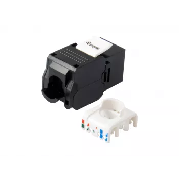 Equip Cat.6A Ungeschirmter Keystone Jack werkzeugfrei, RJ-45, LSA, Schwarz