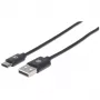 Manhattan USB-C-auf-USB-A-Kabel, 2 m, Stecker auf Stecker, Schwarz, 480 Mbit/s (USB 2.0), Hi-Speed USB, lebenslange Garantie, entspricht USB2AC2M