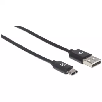 Manhattan USB-C-auf-USB-A-Kabel, 2 m, Stecker auf Stecker, Schwarz, 480 Mbit/s (USB 2.0), Hi-Speed USB, lebenslange Garantie, entspricht USB2AC2M