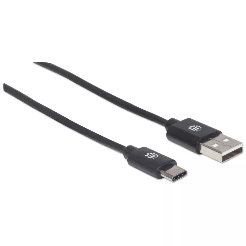 Manhattan USB-C-auf-USB-A-Kabel, 2 m, Stecker auf Stecker, Schwarz, 480 Mbit/s (USB 2.0), Hi-Speed USB, lebenslange Garantie, entspricht USB2AC2M