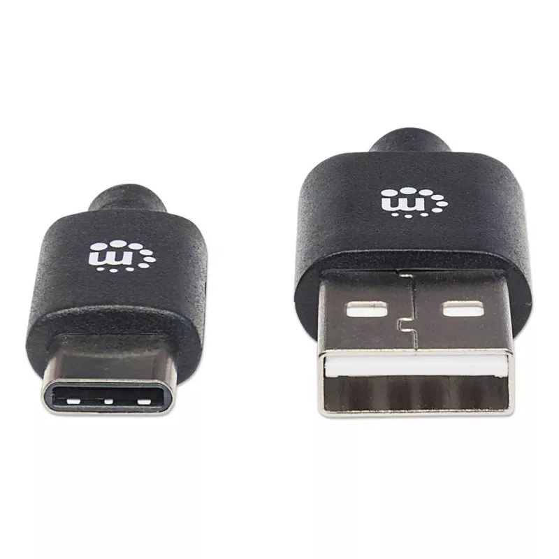 Manhattan USB-C-auf-USB-A-Kabel, 2 m, Stecker auf Stecker, Schwarz, 480 Mbit/s (USB 2.0), Hi-Speed USB, lebenslange Garantie, entspricht USB2AC2M