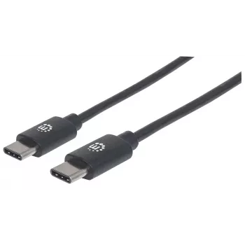 Manhattan USB-C-auf-USB-C-Kabel, 2 m, Stecker auf Stecker, Schwarz, 480 Mbit/s (USB 2.0), 3 A, Hi-Speed USB, lebenslange Garantie, Entspricht USB2CC2M