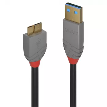 Lindy 0,5m USB 3.2 Typ A auf Micro-B Kabel, 5Gbit/s, Anthra Line