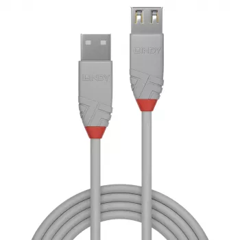 Lindy 3m USB 2.0 Typ A Verlängerungskabel, Anthra Line, Grau