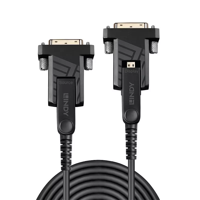Lindy 50m Glasfaser-Hybrid-Micro-HDMI-Kabel 18G mit abnehmbaren HDMI- und DVI-Anschlüssen