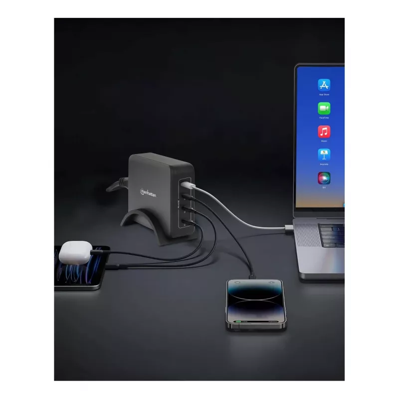 Manhattan 102667 4-Port-GaN-USB-Power-Delivery-Ladestation, 240 W