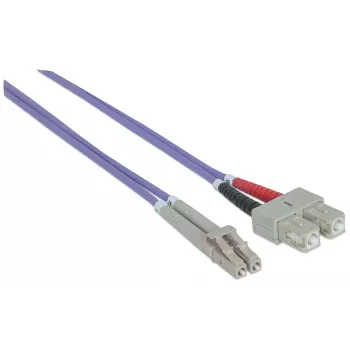 Intellinet Glasfaser-Patchkabel, OM4, LC/SC, 2 m, Violett, Duplex, Multimode, 50/125 µm, LSZH, Faser, Lebenslange Garantie