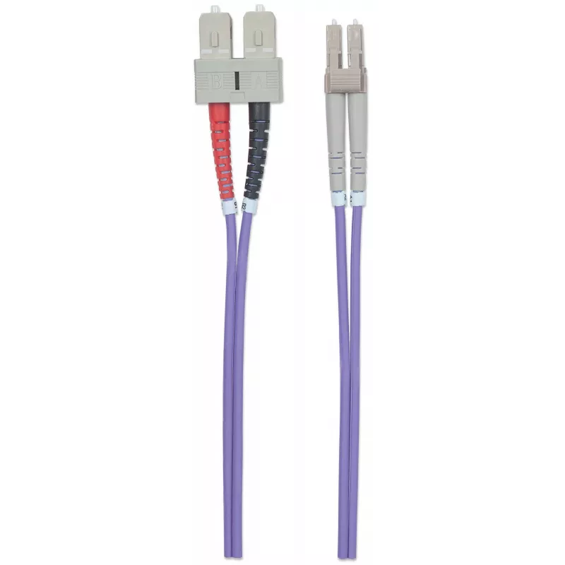 Intellinet Glasfaser-Patchkabel, OM4, LC/SC, 2 m, Violett, Duplex, Multimode, 50/125 µm, LSZH, Faser, Lebenslange Garantie