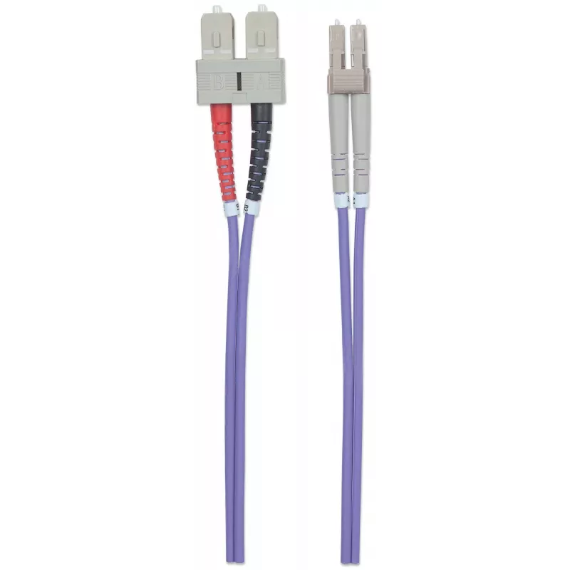 Intellinet 751049 Glasfaser-Patchkabel, LC Multimode (M) auf SC Multimode (M), OM4, 50/125 µm, 1 m, halogenfrei, violett