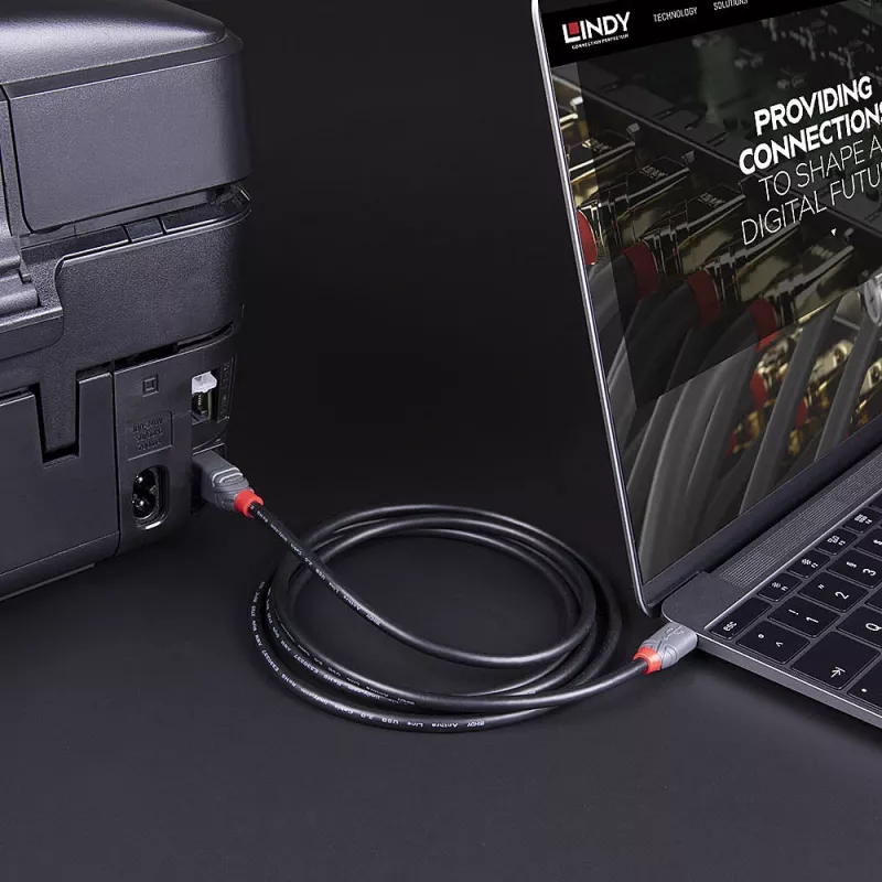 Lindy 0,5 m USB 3.2 Typ-C-auf-B-Kabel 5 Gbit/s Schwarz
