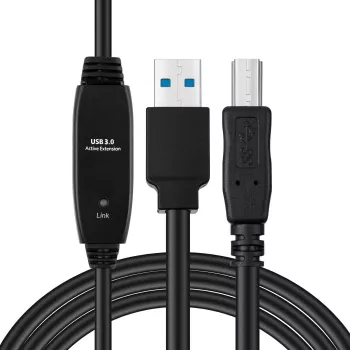 USB 3.2 Gen 1 A-B Aktivkabel MicroConnect 10 m, schwarz, USB A auf USB B