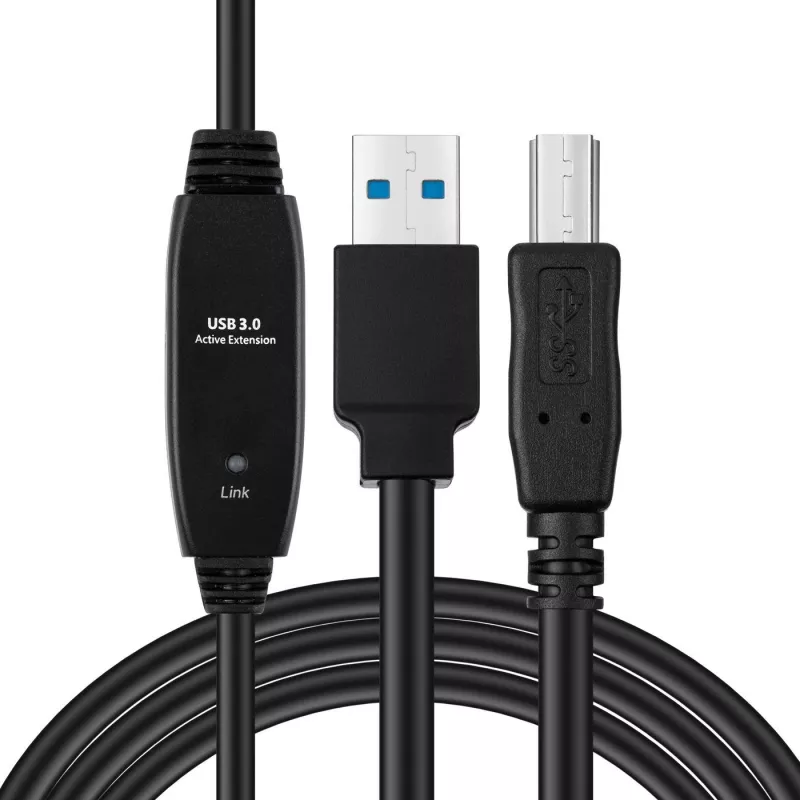 USB 3.2 Gen 1 A-B Aktivkabel MicroConnect 10 m, schwarz, USB A auf USB B