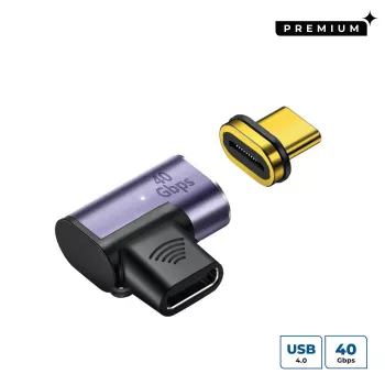 MicroConnect MC-USB4CCMF-MAGNETIC Magnetischer USB-C-Adapter, 90° gewinkelt, USB4, USB-C-Stecker auf USB-C-Buchse