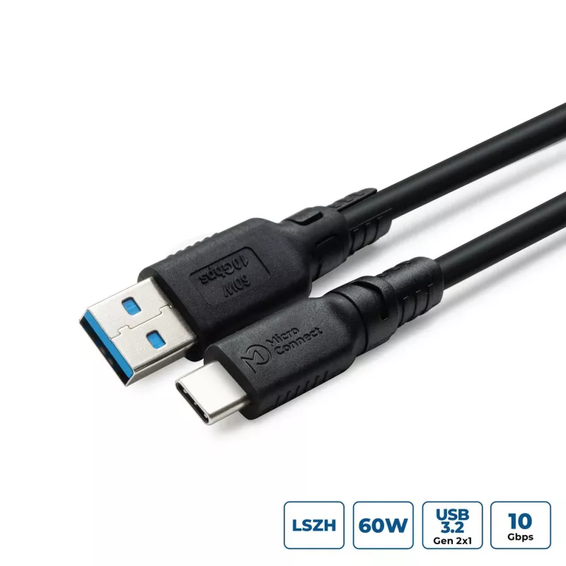 MicroConnect USB3.2AC2-LSZH ColorFlex USB-C-auf-USB-A-Kabel, USB 3.2, 60 W, 10 Gbit/s, LSZH