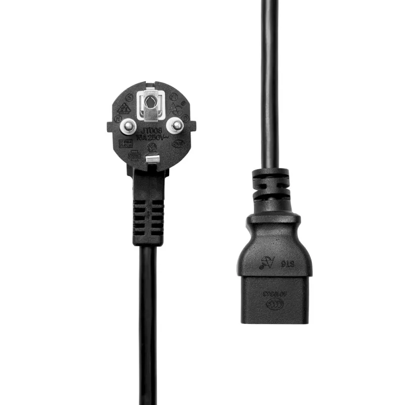 ProXtend Gewinkeltes Typ-F-Schuko-auf-C19-Netzkabel Schwarz 1m 250V 10A