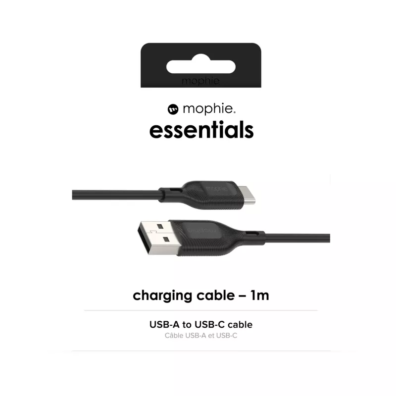 Mophie Essentials Ladekabel | 1 m USB-Kabel USB 2.0 USB A auf USB C Schwarz