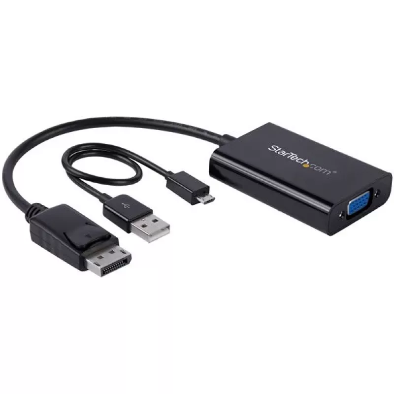 StarTech.com DP2VGAA DisplayPort-auf-VGA-Adapter mit Audio, aktiv, 1920x1200 (WUXGA), DisplayPort 1.2, Schwarz
