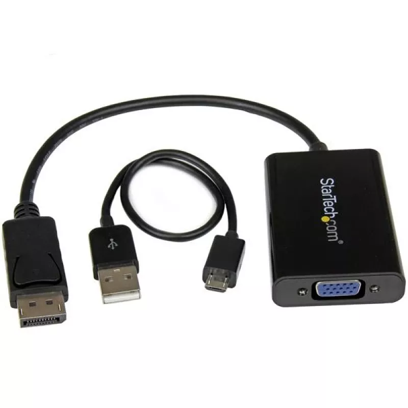 StarTech.com DP2VGAA DisplayPort-auf-VGA-Adapter mit Audio, aktiv, 1920x1200 (WUXGA), DisplayPort 1.2, Schwarz
