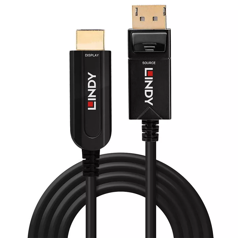 Lindy 20m Glasfaser-Hybridkabel DisplayPort 1.2 auf HDMI 18G