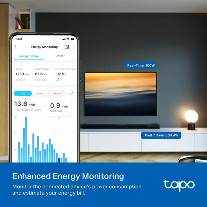 TP-Link Tapo P110 Mini smarte WLAN-Steckdose, Energieüberwachung (2 Stück)