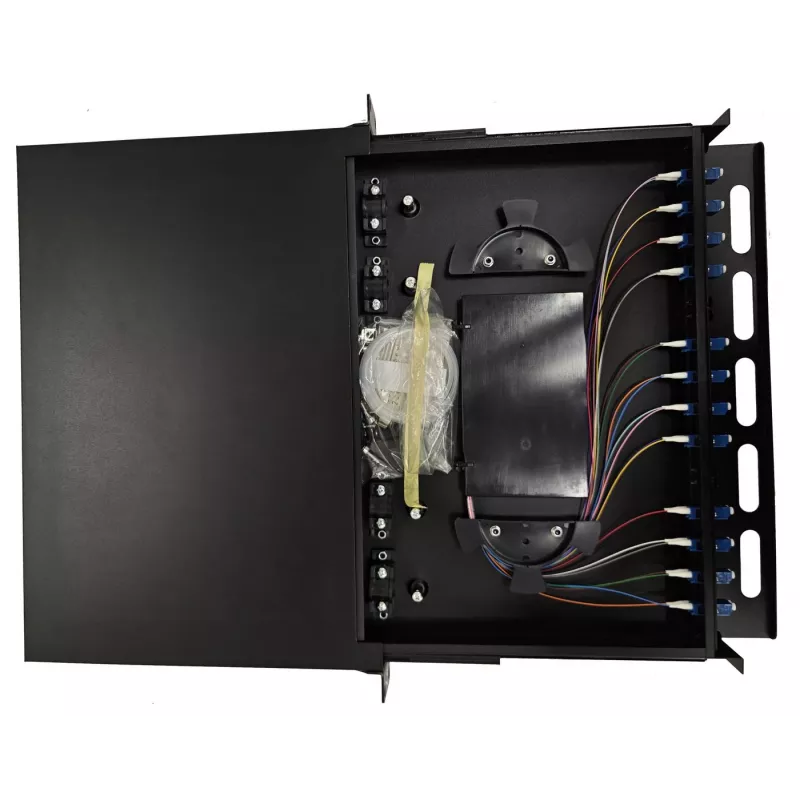 Lanview LVO-101015 LWL-Patchpanel ODF zum Herausziehen, 1U, 24 Fasern, LC, SM OS2