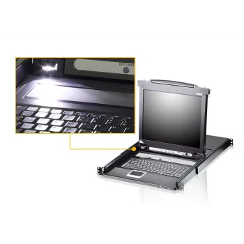 ATEN CL5708M Rack-Konsole 43,2 cm (17 Zoll) 1280 x 1024 Pixel Metall, Kunststoff Schwarz 1HE