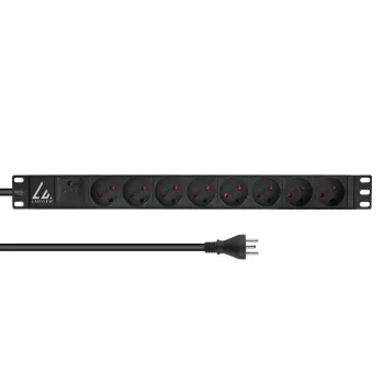 Lanview LVR-2MDK-SPD-DK8 19-Zoll-Rackmontage-Steckdosenleiste, 8x dänische Steckdosen