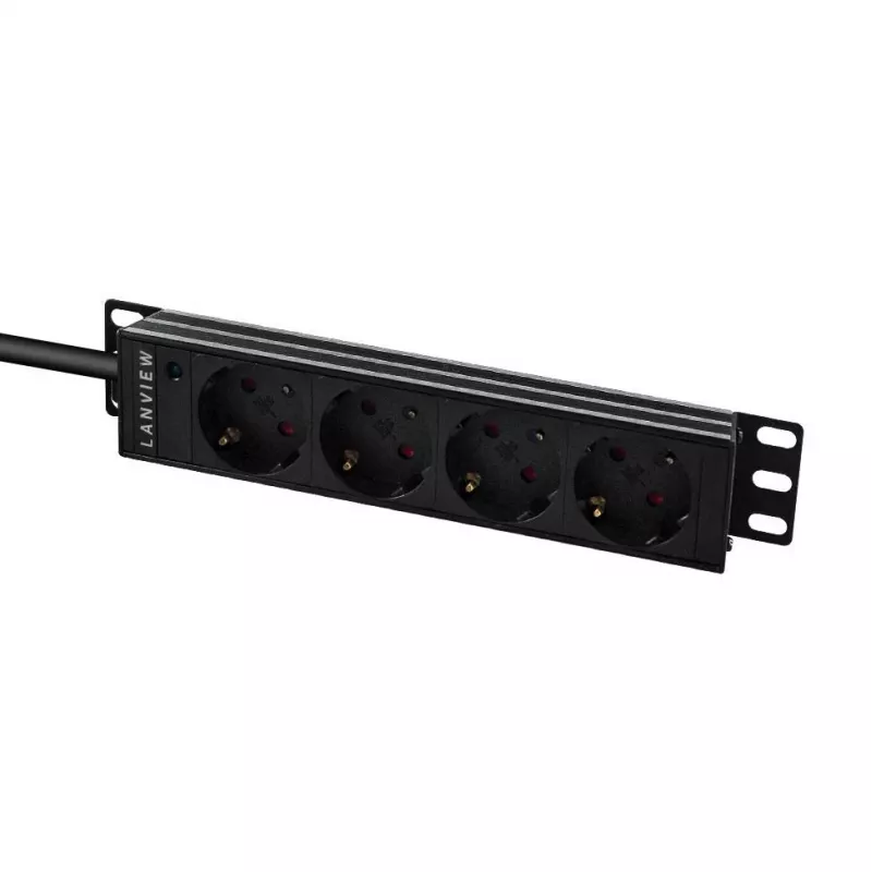 Lanview LVR-2MSCH-LIC-SCH4 10-Zoll-Steckdosenleiste, 4-fach Schuko