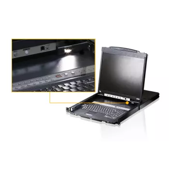 ATEN CL6700MW 17,3-Zoll Full HD Widescreen LCD-Rack-Konsole, DVI/HDMI, 1U, Schwarz