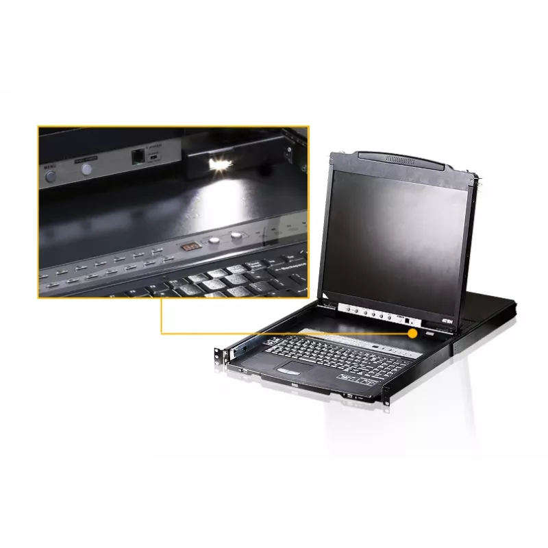 ATEN CL6700MW 17,3-Zoll Full HD Widescreen LCD-Rack-Konsole, DVI/HDMI, 1U, Schwarz