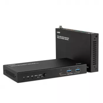Netzwerk-Sender & -Empfänger Lindy 100m Cat.6A 2 Host USB 3.2 Gen 1 & HDMI 4K60