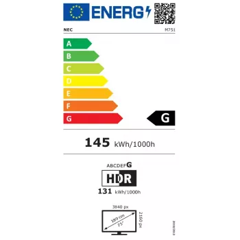 NEC MultiSync M751 Digital-Signage-Flachbildschirm 190,5 cm (75 Zoll) LCD 500 cd/m² 4K Ultra HD Schwarz 24/7