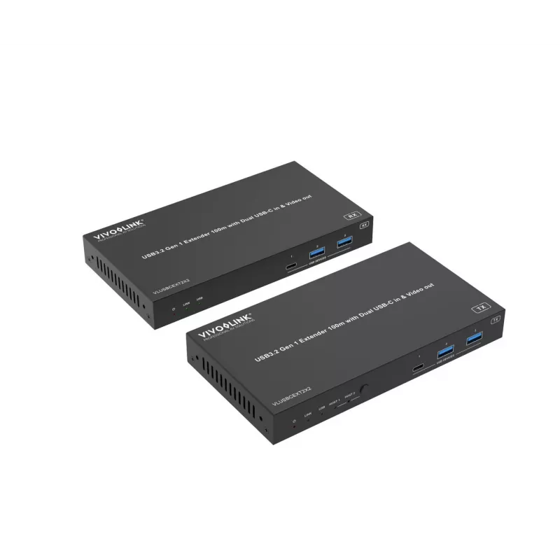 VivoLink VLUSBCEXT2X2 USB-3.2-Gen-1-Extender, 100 m, Dual-USB-C-Eingang und Video